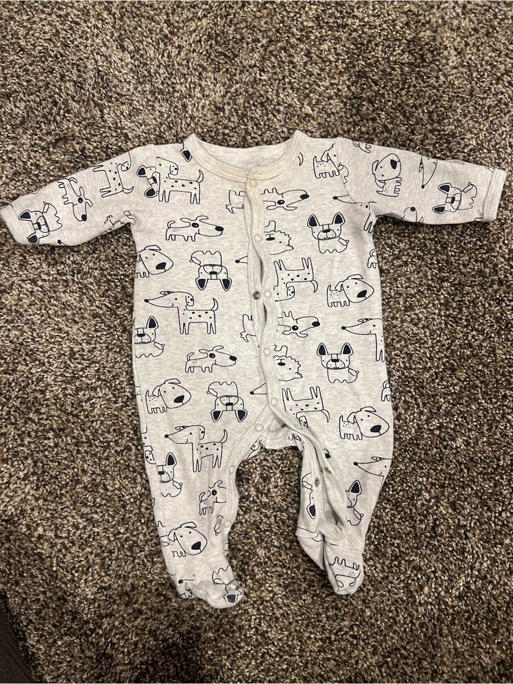 Rene Rofe Gray Footed Dog Print Onesie